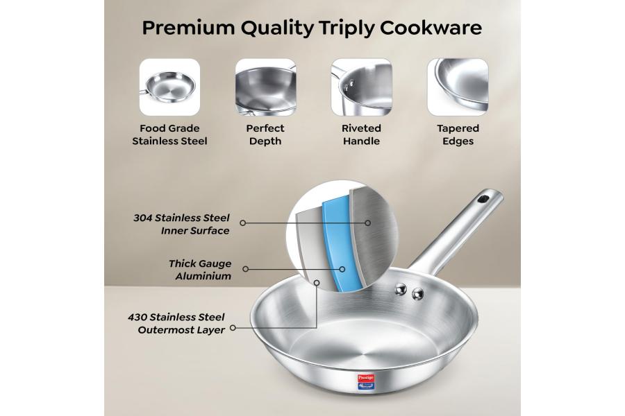 Prestige TRIPLY 4 Pc Cookware Set | TRIPLY Splendid | Fry Pan 22cm/1.9