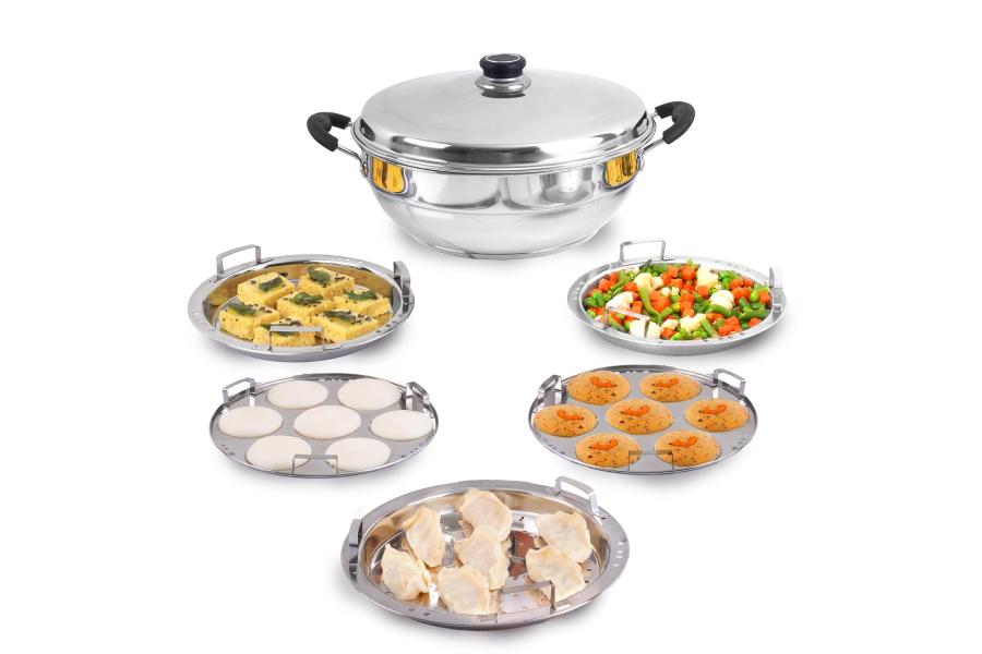 The Indus Valley Stainless Steel Idli Maker/Momo Maker/Multi Kadai