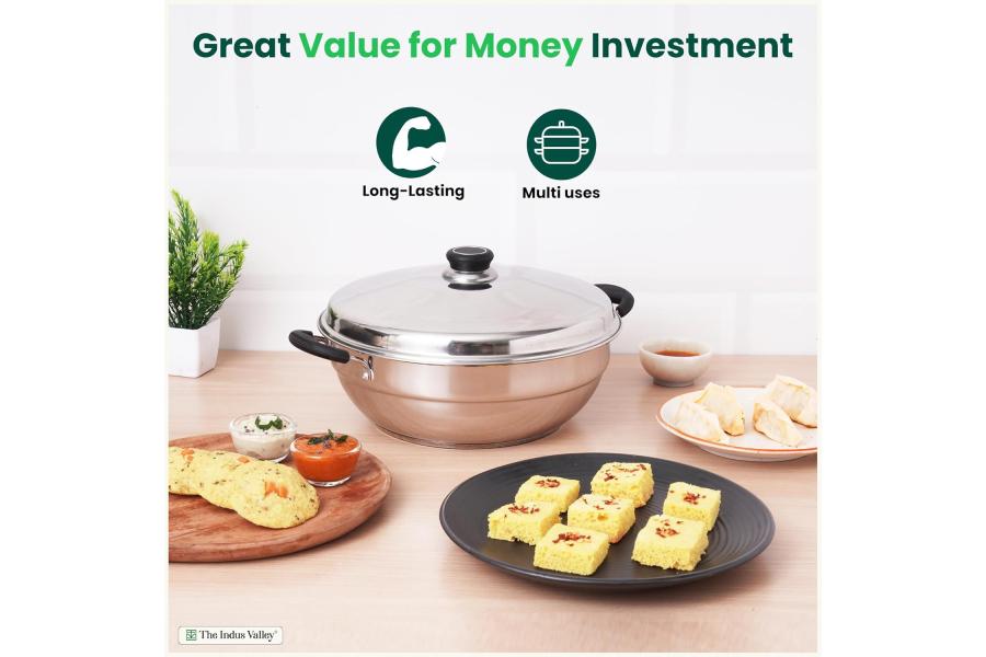 The Indus Valley Stainless Steel Idli Maker/Momo Maker/Multi Kadai
