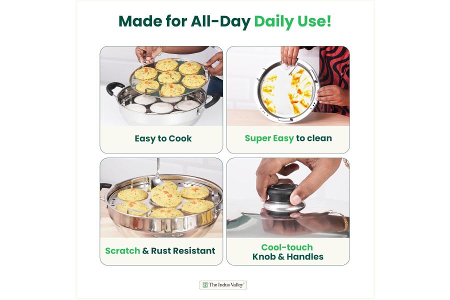 The Indus Valley Stainless Steel Idli Maker/Momo Maker/Multi Kadai